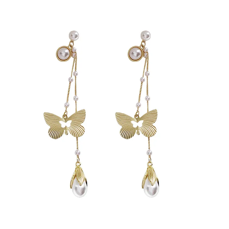 

Bohemia Tassel Pearl Pendant Butterfly Drop Earrings Women Fashion Luxury Metal Geometry Hyperbole Party Jewelry Accessories