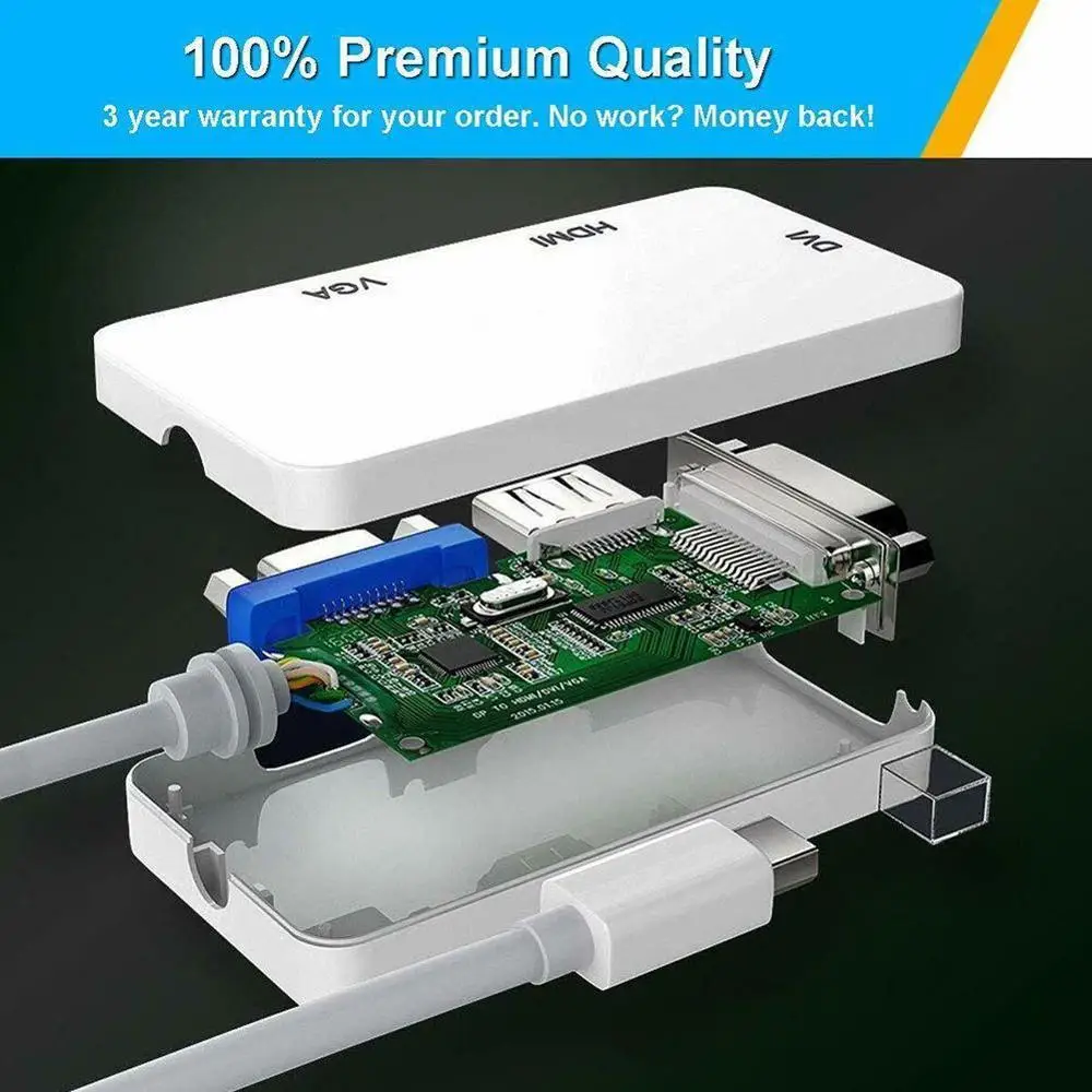 

Mini Display Port Displayport To /Dvi/Vga Cable Adapter Adapter For Thunderbolt Macbook Air 13 4 Pro R7H0