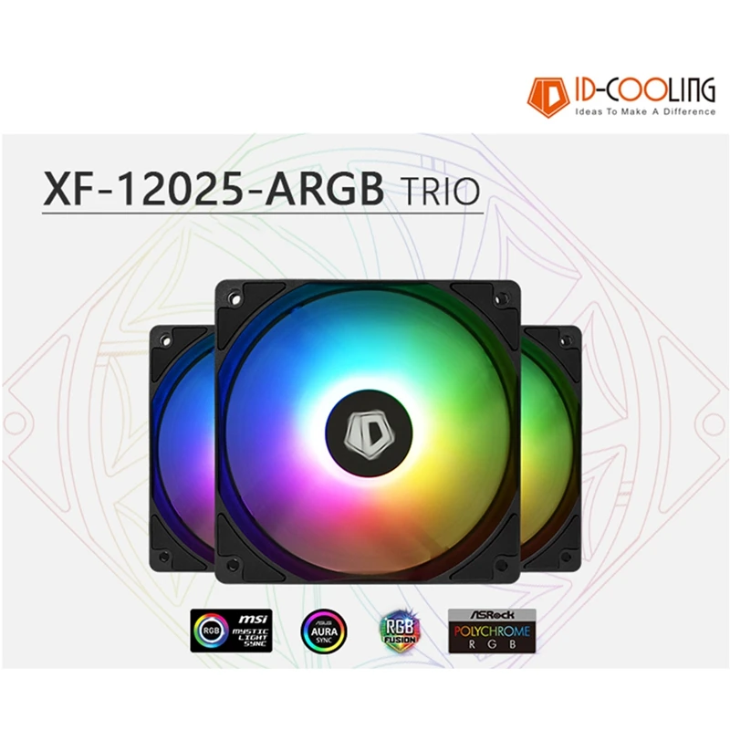 ID охлаждение XF 12025 ARGB 120 мм чехол вентилятор 12В 4PIN RGB PWM Fan для Процессор