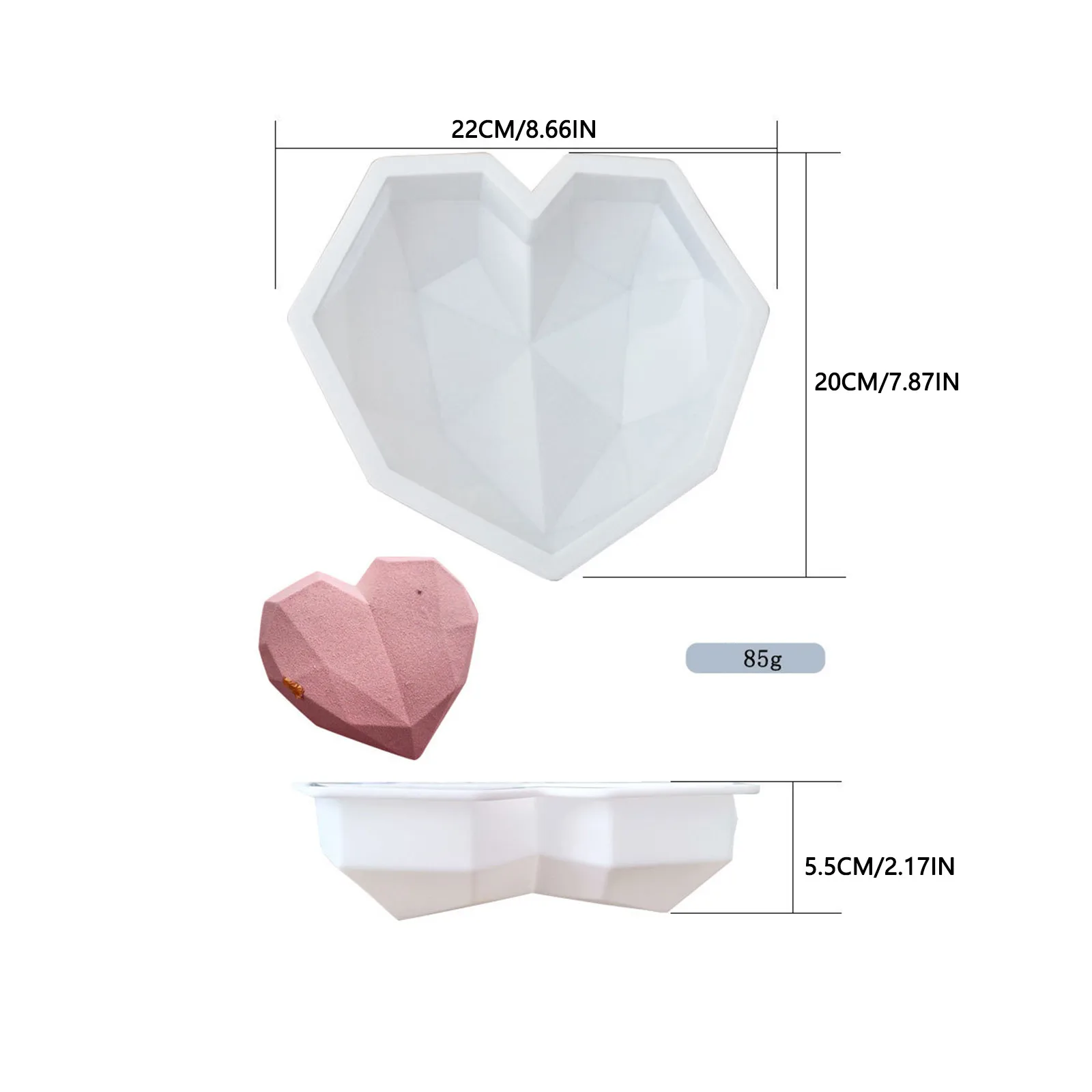 

Silicone Chocolate Mold Diamond Heart Shape Candy Cake Mold With Wooden Hammers Mousse Dessert Baking Pan Home Kitchen Diy Tools