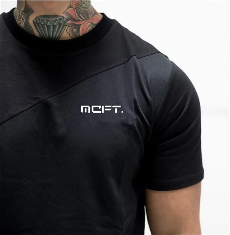 

Mens Brand Casual Short T Shirt Bodybuilding Fitness Men Clothing Running Plus Big Size TShirt Cotton Mesh Short Sleeve Tshirt