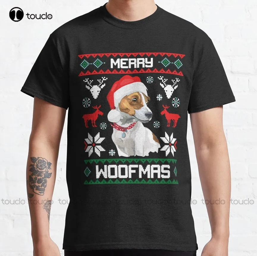 

Jack Russell Terrier Dog Merry Woofmas Christmas Gift Classic T-Shirt Tshirts For Men Custom Aldult Teen Unisex Xs-5Xl