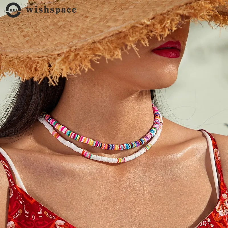 

Wishspace. Handmade beaded Bohemia summer beach leisure choker necklace women fashion jewelry wholesale