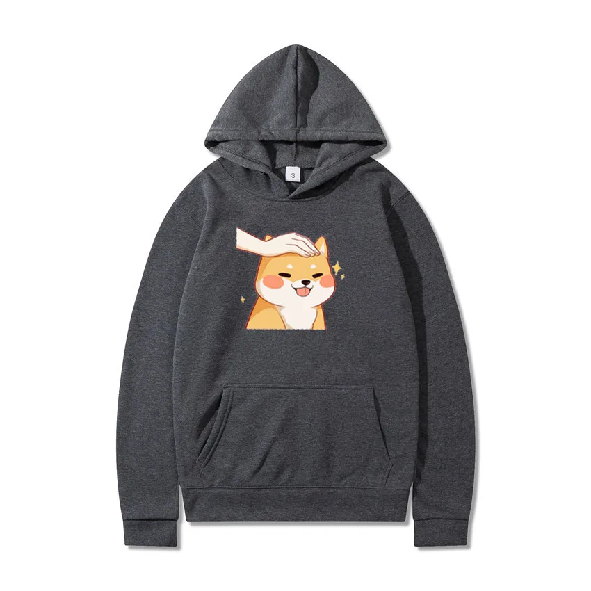 

2021 New Men Hoodies Catoon Stroking Akita Head Print Women Long Sleeve Pullover Fashion Streetwear Oversize Hooded Sweatshirt