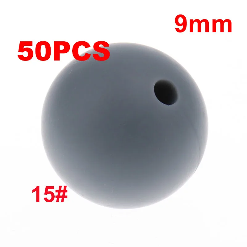 15 Dim Gray QHBC 50 шт. Силиконовые Круглые Бусины 9 мм Жемчуг Bpa бесплатно жевательные Детские Прорезыватели ожерелье аксессуары цепочка для соски DIY Уход игрушка Kralen - Цвет: 15 Dim Gray