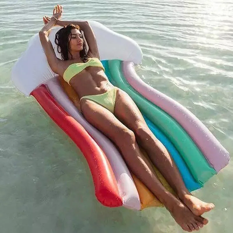 Pool Float Swimming Ring for Adult 180cm Rainbow Inflatable Mattress Floating Bed Raft Circle Party Toys | Спорт и развлечения