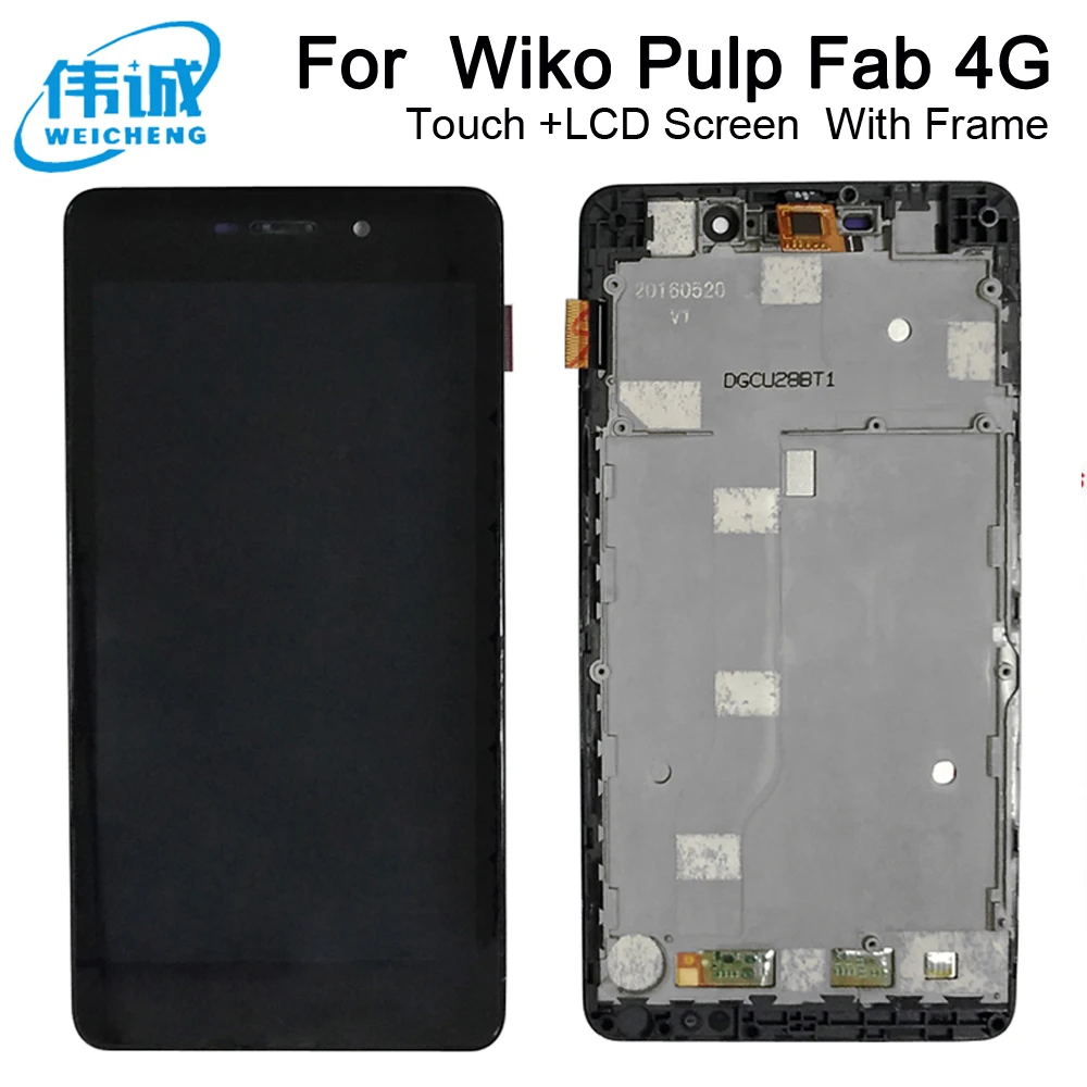Новый протестированный сенсорный ЖК-экран для Wiko Pulp Fab 4G дигитайзер с рамкой