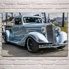 Классические синие автомобили, Красивые ретро-автомобили, искусство, фотография, украшение для дома, гостиной, KP753