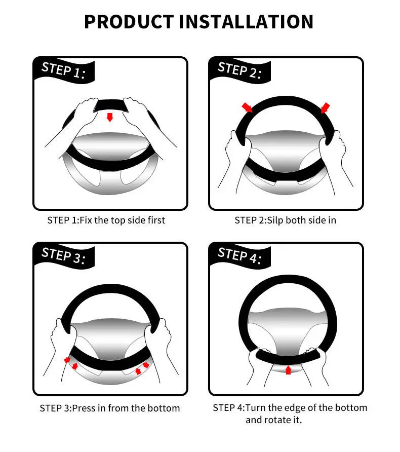 

Anjuny Luxury PU leather Universal steering wheel cover car steer wheel