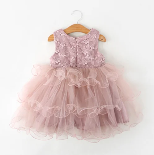 Прямая поставка платье для маленьких девочек кружевное принцессы с цветочным