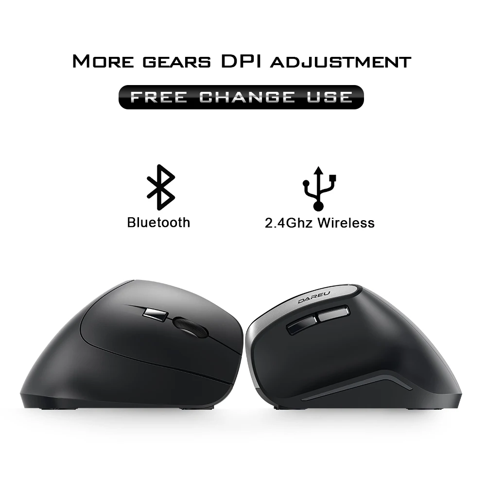 DAREU LM108 Bluetooth 4,0+ 2,4 ГГц, Двухрежимная беспроводная мышь, 6 кнопок, эргономичный тип кожи, вертикальная мышь для ПК, ноутбука, компьютера