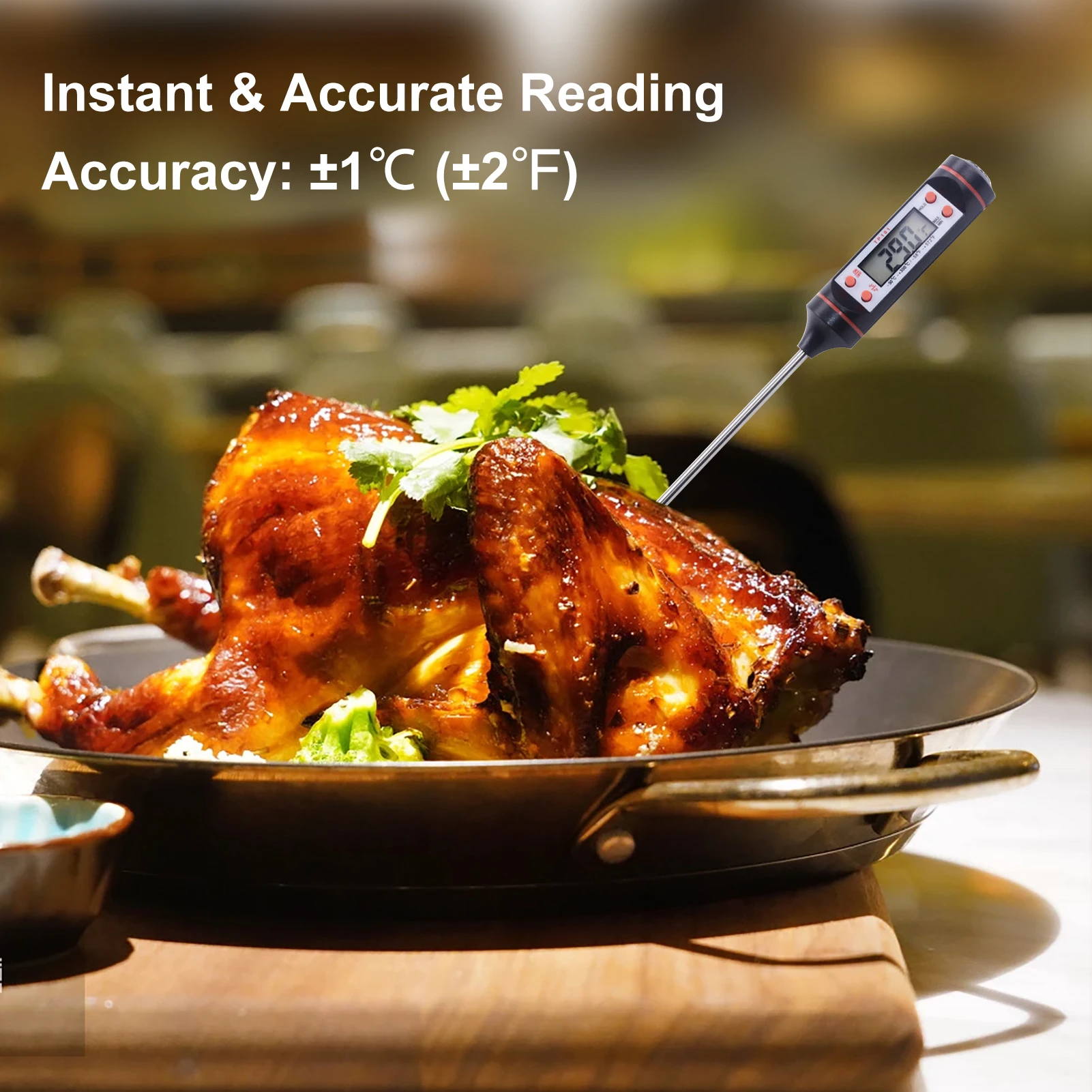 

Электронный цифровой термометр для еды, для пирожных, конфет, еды, мяса, мгновенного чтения, температуры, бытовые Термометры с длинным зондо...