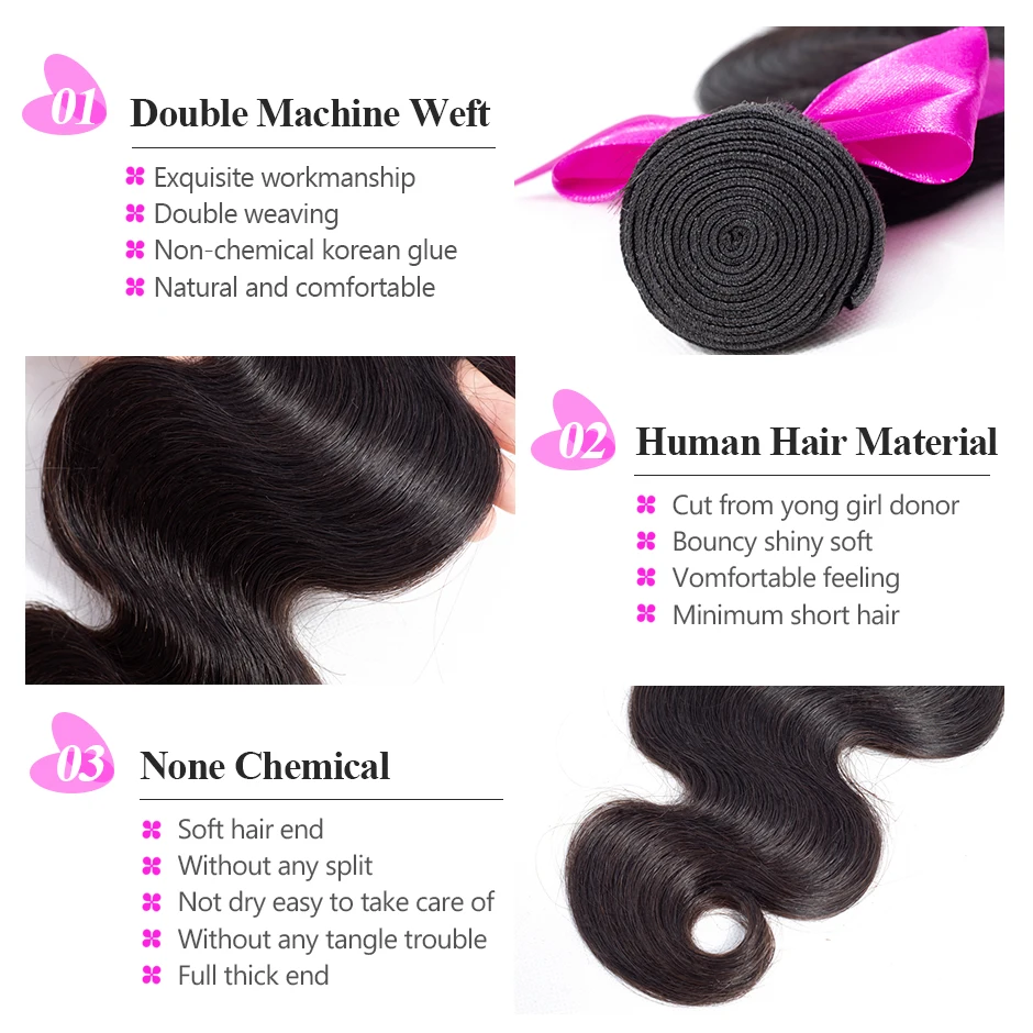 Бразильские волнистые пучки волос Reshine с застежкой пупряди человеческих Remy