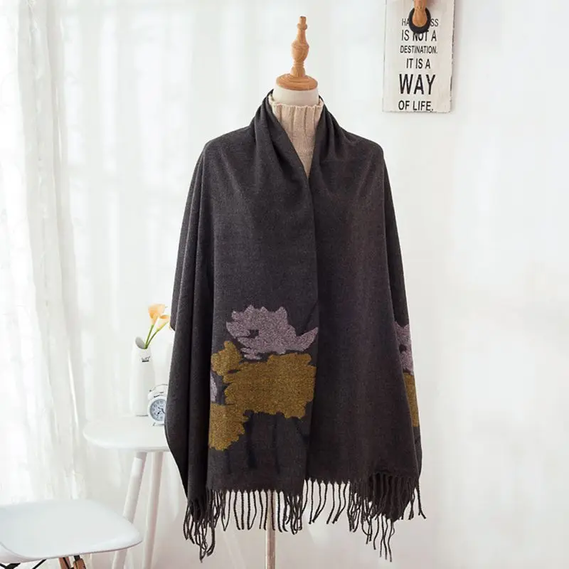 

Women Scarf Autumn Winter Travel Shawl New Cloak Poncho Korean Style Echarpe Imitation Cashmere Blanket All-match Cape Feminine