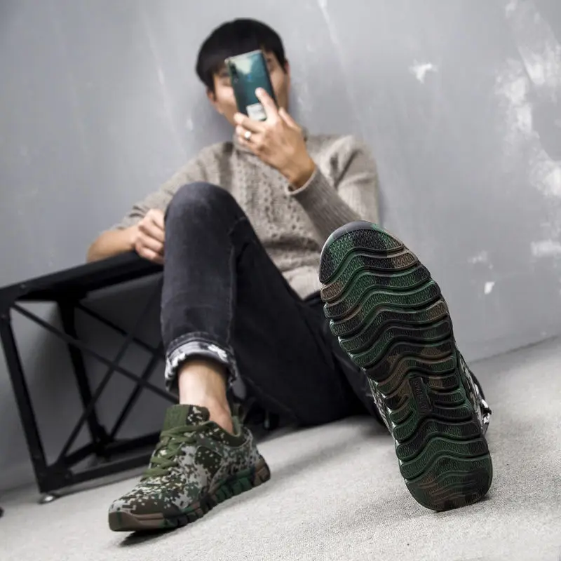 Desert jungle digital camouflage men's military training running anti-skid sports wear-resistant breathable traininghiking shoes