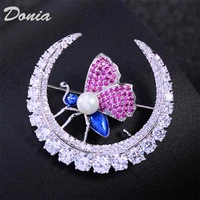 donia jewelry fashion luxury personality brooch copper micro inlaid aaa zircon moon brooch girl coat accessories brooch pin