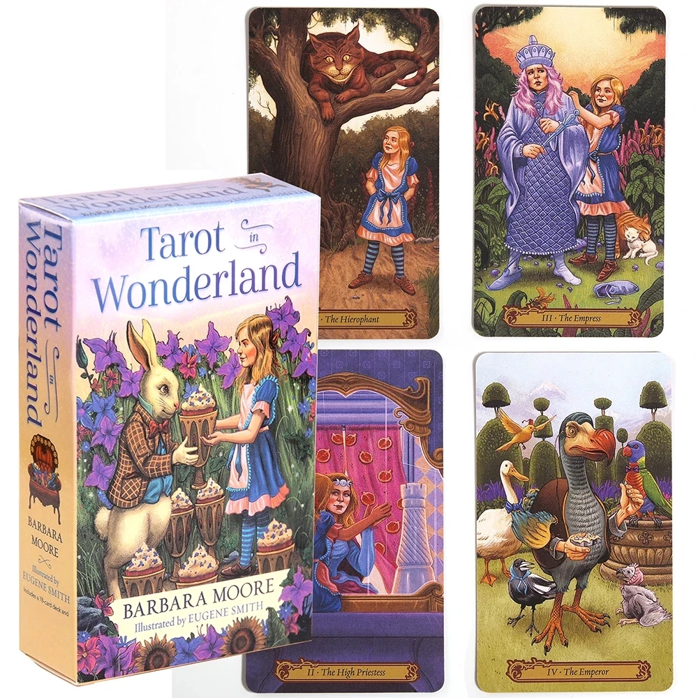 

Таро в стране чудес, 78 карт, игра, Популярная Настольная игра, гадания, Барбара Мур и Юджин Смит-Восхитительная книга
