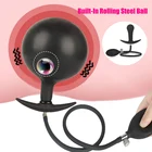 Пробка Анальная надувная со встроенным стальным шариком, Вагинальный Анальный расширитель, фаллоимитатор с насосом, расширяющийся массажер простаты, интимные игрушки