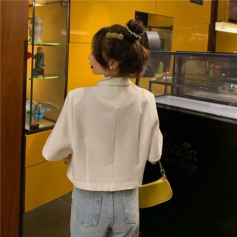 

Women Short Sleeve Basic Jackets Denim Summer Casual All-match Outwear Solid Loose Crop Tops Fashion Korean Style Ulzzang Trendy