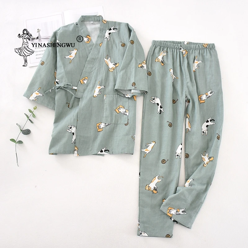 Японский кимоно для кошек унисекс юката кардиган пижамный комплект летний