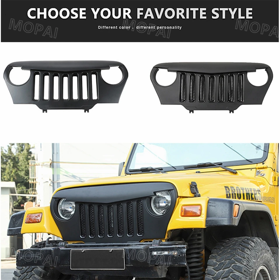 MOPAI гоночные грили для Jeep Wrangler TJ автомобиля Передняя решетка решетки для Jeep для Wrangler TJ 1997-2006 автомобильные аксессуары