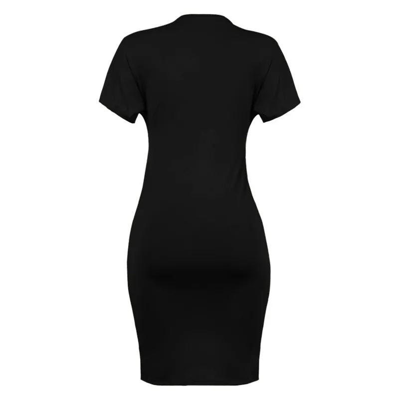 

Black Red Patchwork Sexy O-Neck Irregular Mini Summer Short Sleeve Asymmetrical Party Nightclub Ladies Dresses Women Clothing