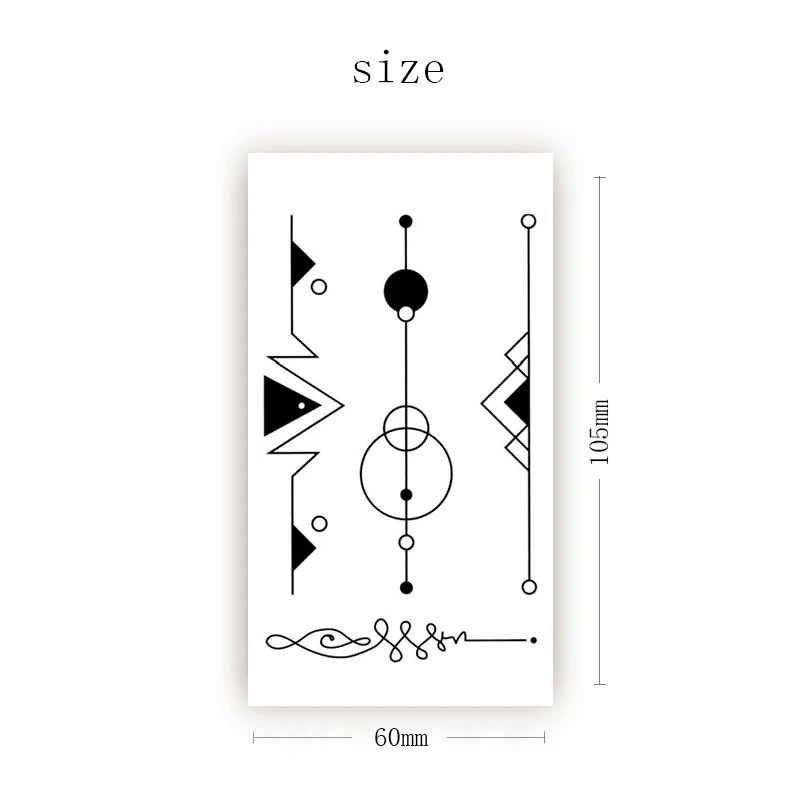 

Black Triangle Round Temporary Tattoo Sticker Geometric Small Line Symbol Tattoos Body Art Neck Arm Women Men Fake Tatoos Paper