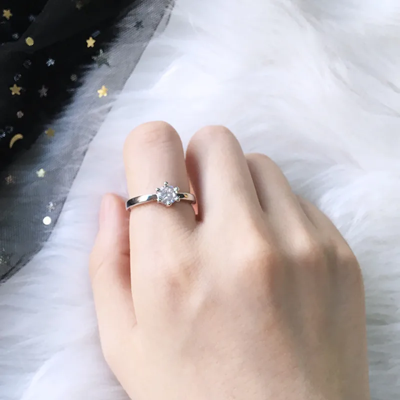 Descuento anillo de diamante pequeño laboratorio femenino lujo Plata Ley auténtica compromiso anillos bod | Украшения и