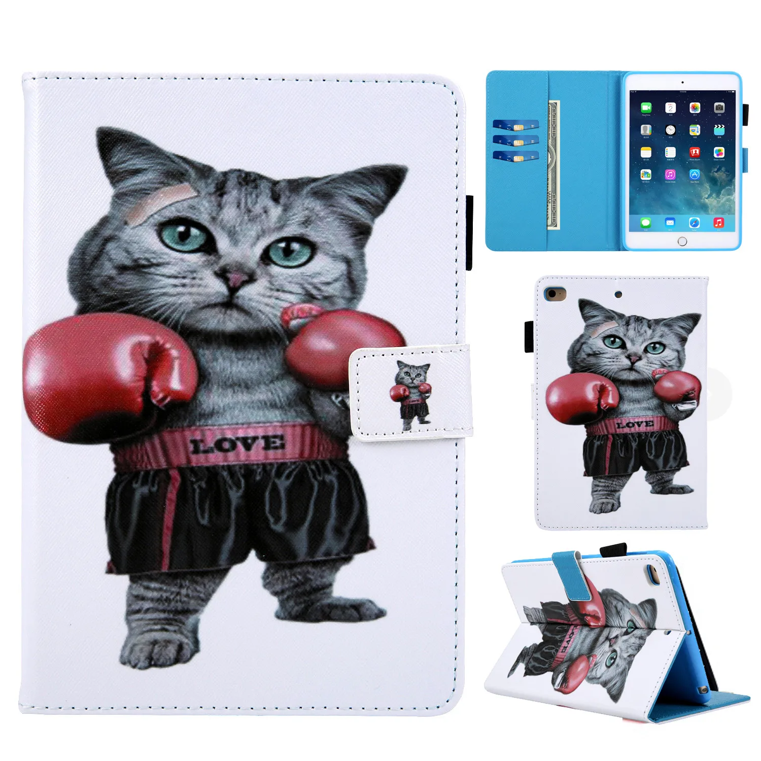 Чехол для IPad Mini 4 из экокожи с милым котом бабочкой пандой тигром магнитным чехлом