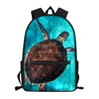 Рюкзак для девочек и мальчиков, милые школьные ранцы с 3d-рисунком синей морской черепахи, акулы, детские школьные портфели для книг, дорожный ранец для ноутбука