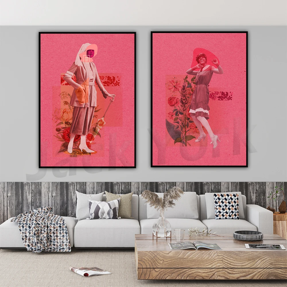 

Modern Home Decoration Multiple Womanhoods Poster Pink Art Print Canvas Painting Picture Living Room Decoration