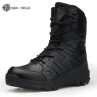 Мужские тактические военные ботинки, зимние кожаные водонепроницаемые ботинки в стиле пустыни, армейские рабочие ботинки, мужские ботильоны, размера плюс