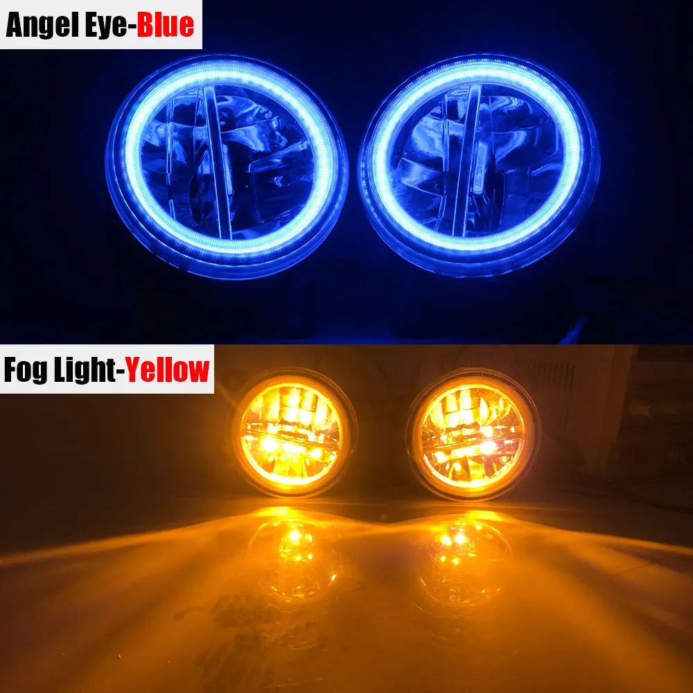Blue and Yellow Buildreamen2 автомобиля H11 4000LM светодиодный противотуманный фонарь светильник комплект глаза ангела дневного светильник 12V для Honda City - Цвет: Blue and Yellow