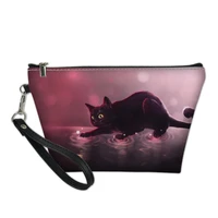 haoyun pu leather cosmetic bags fantasy cats pattern functional womens travel make up necessaries pouch cartoon toiletry kit