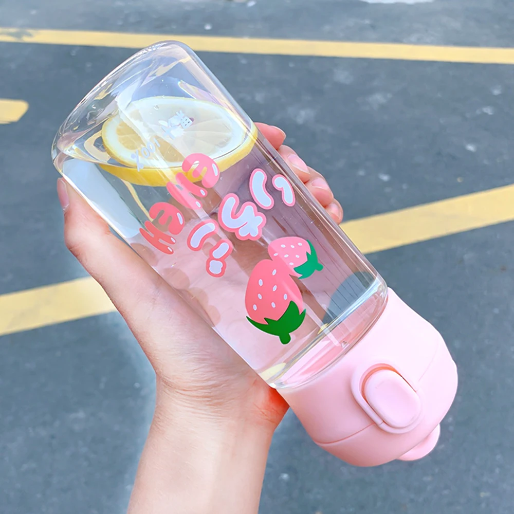 Портативная большая емкость мультяшная фруктовая бутылка для воды с поп крышкой портативная чашка