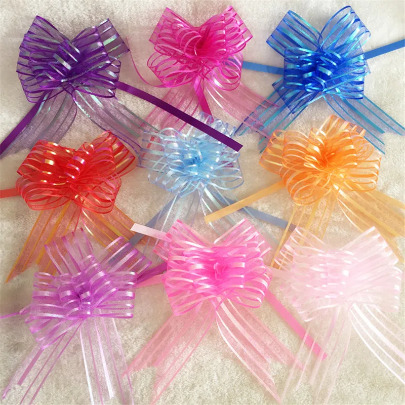 

Hot Sale 10pcs/lot High Quality DIY Yarn Pull Bow tie Color Can Choose For Christmas Wrapping DIY Christmas Tree Decoration