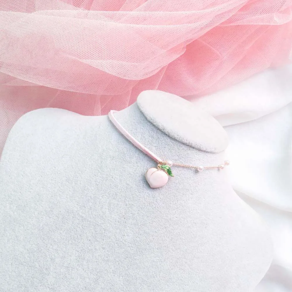 Модный весенний розовый персиковый кулон в форме сердца чокер короткие ожерелья