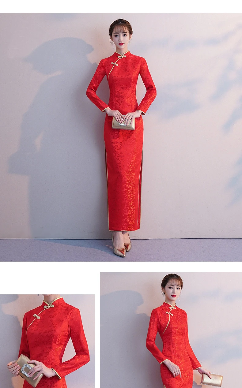 Сексуальное китайское платье Ципао женское длинное свадебное красное Cheongsam кружевное платье Восточный стиль платья традиционное вечернее платье
