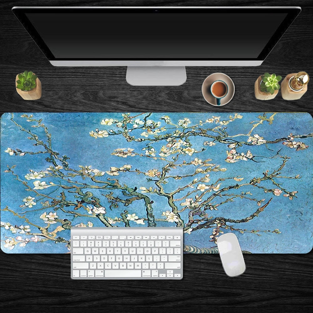 

XXL Gaming Mouse Mat Van Gogh Art Painting Customized Lock Edge Mousepad Computer Laptop Mouse Mat Large Mouse Pad Keyboards Mat