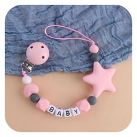 new diy silicone baby pacifier clip personalised name colorful pacifier chain for baby teething soother chew toy dummy clips