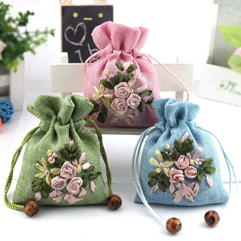 

Шелковые ювелирные изделия на шнурке упаковка Свадебные Рождественские персонализированные ювелирные сумки 11x10 см Высокое качество мешоч...