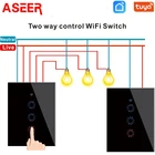 ASEER 2 шт. WiFi смарт-переключатель US 1 2 3 4Gang 2 Way Стеклянные Настенные сенсорные переключатели Tuya или eWeLink приложение дистанционное управление Alexa Google Home