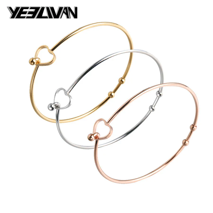 

Wholesale 2mm Thickness Wire Bangle Stainless Steel Clasp Bracelet Women Open Love Heart Bracelets Bangles 60mm 20piece/lot