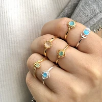 vintage opal rings for women stainless steele sun opal stone ring moonstone ring aesthetic accessories jewelry gift bijoux femme