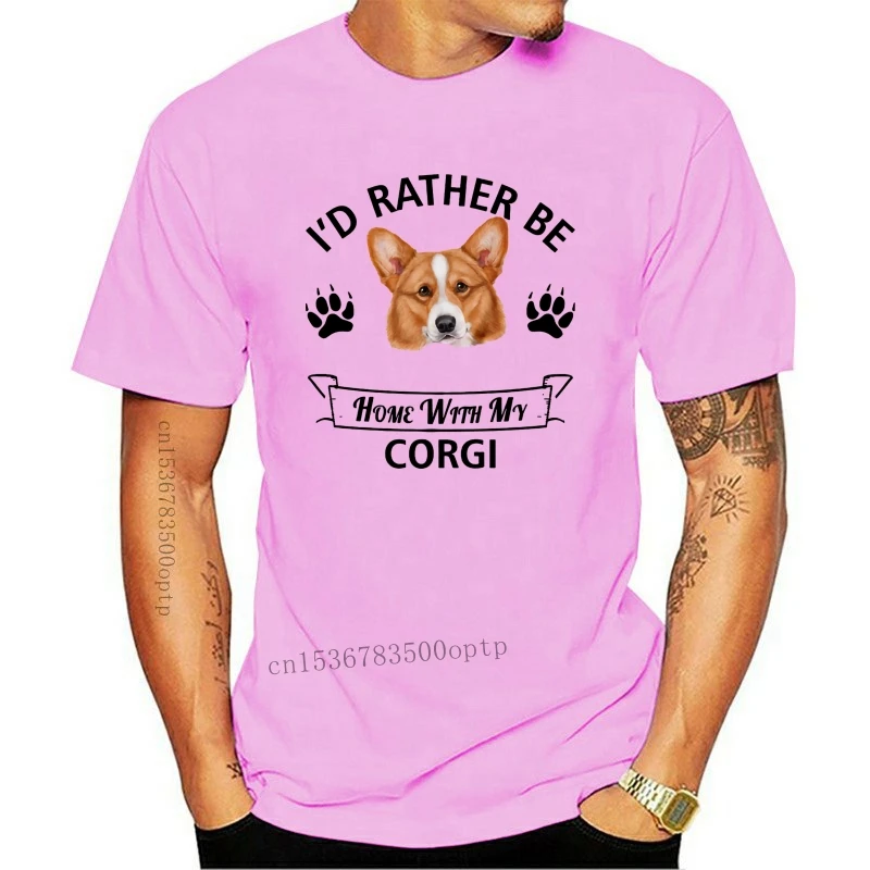 

New Super Designer Streetwear T Shirts Men Vintage Corgi T-Shirt - I'd Rather Be Home With My Corgi - Dog Tee Shirt Casual T Shi