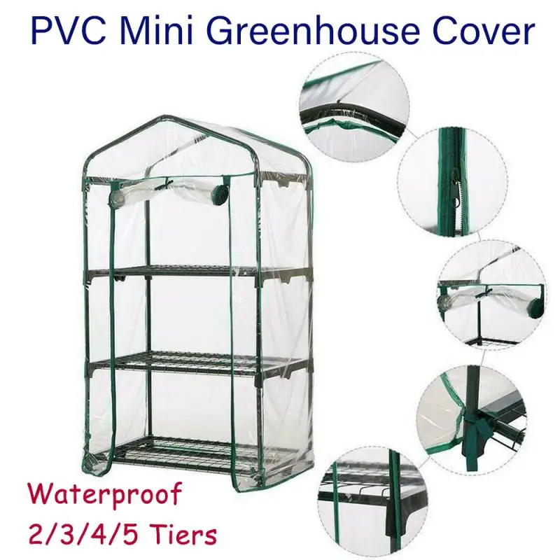 

2/3/4/5 Tier PVC Mini Greenhouse Cover Waterproof Outdoor Garden Flower Plant Grow Stand Protect Cover(without Iron Stand)