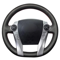 diy non slip durable black natural leather car steering wheel cover for toyota prius 30 xw30 2009 2015 prius c us 2012 201