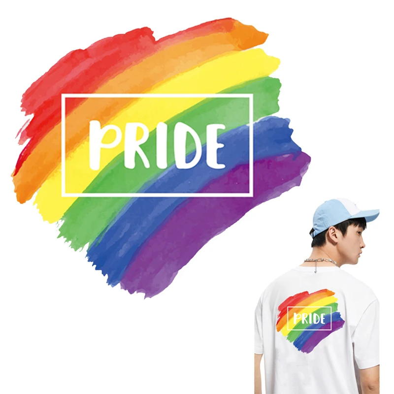 ЛГБТ термонаклейки для одежды полосатые нашивки геев термотрансферные футболка