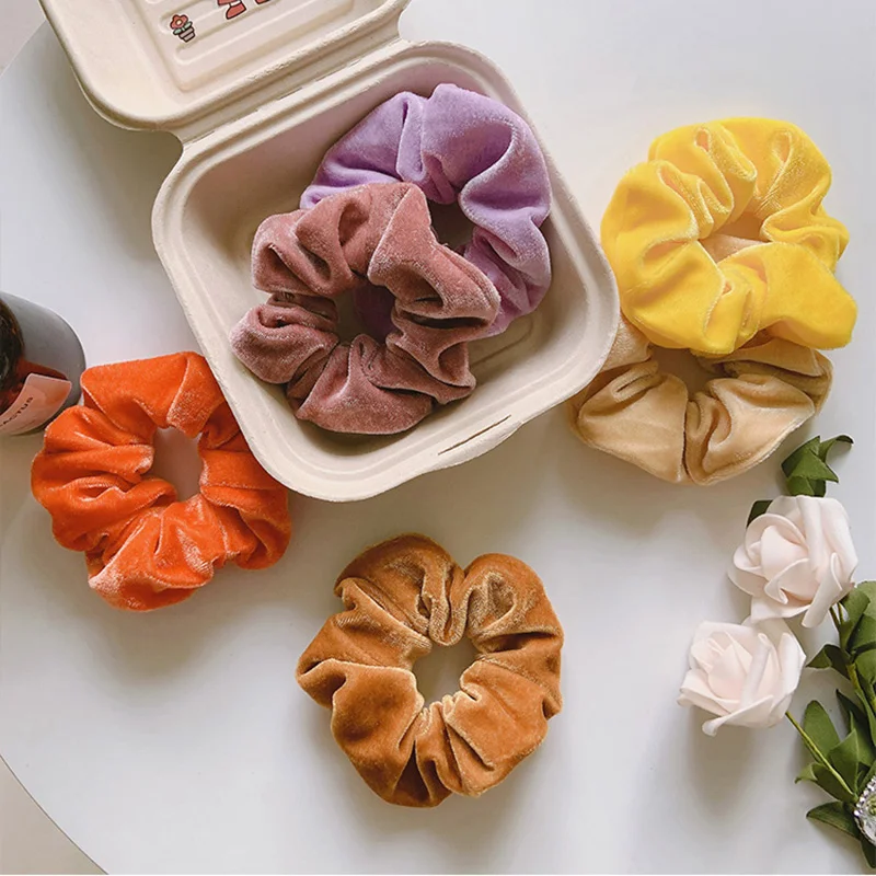 

Velvet Soft Elastic Women Hair Ropes Winter Autumn Solid Color Scrunchies Hair Accessories Ladies Girls Hair Rubber Band