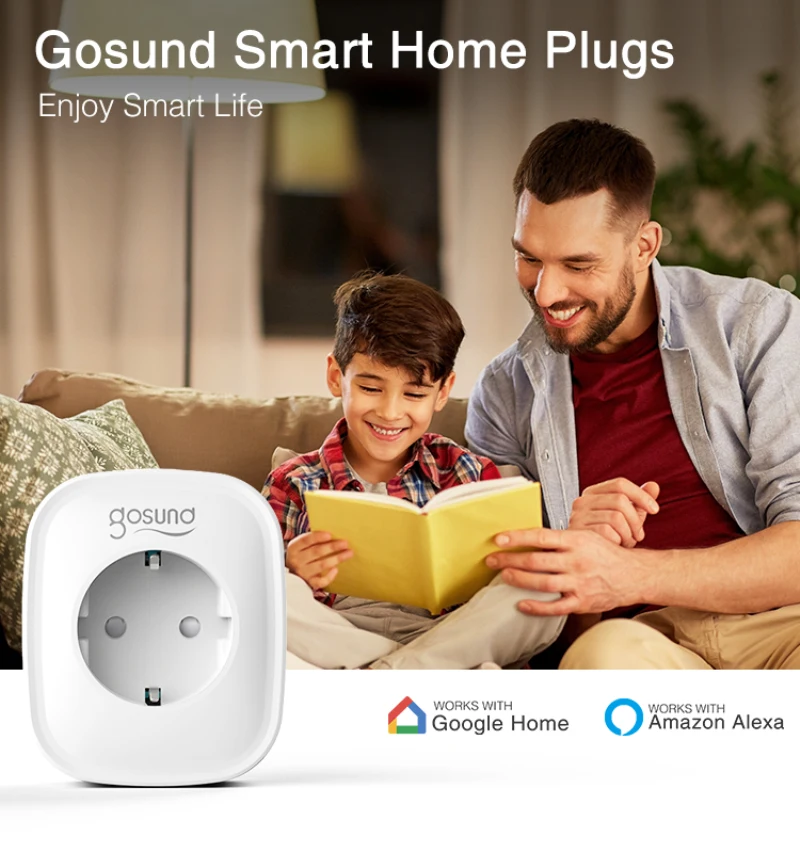 

Gosund Tuya/Smart Life WiFi Smart Plug Socket Outlet 16A EU Control Home Appliances Work With Alexa Google Home No Hub Require